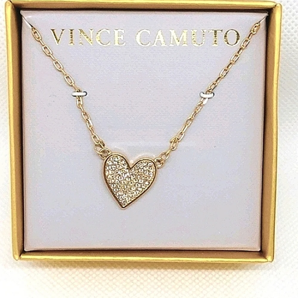 ❤️ Vince Camuto Gold-tone Pavé Heart Necklace NWT! - Picture 9 of 10